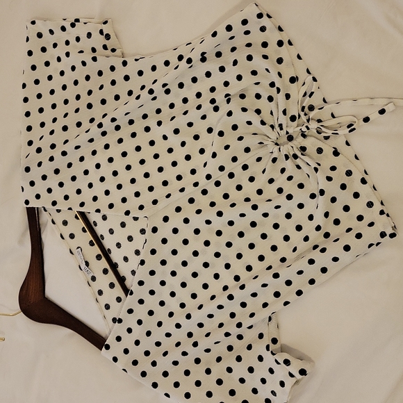 Zara Polka Dot Black & White Keyhole Crop Blouse Size L - Picture 10 of 10